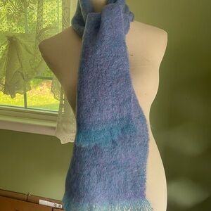 Elegant Blue Mohair Scarf Cozy Winter Accessory From Ireland!